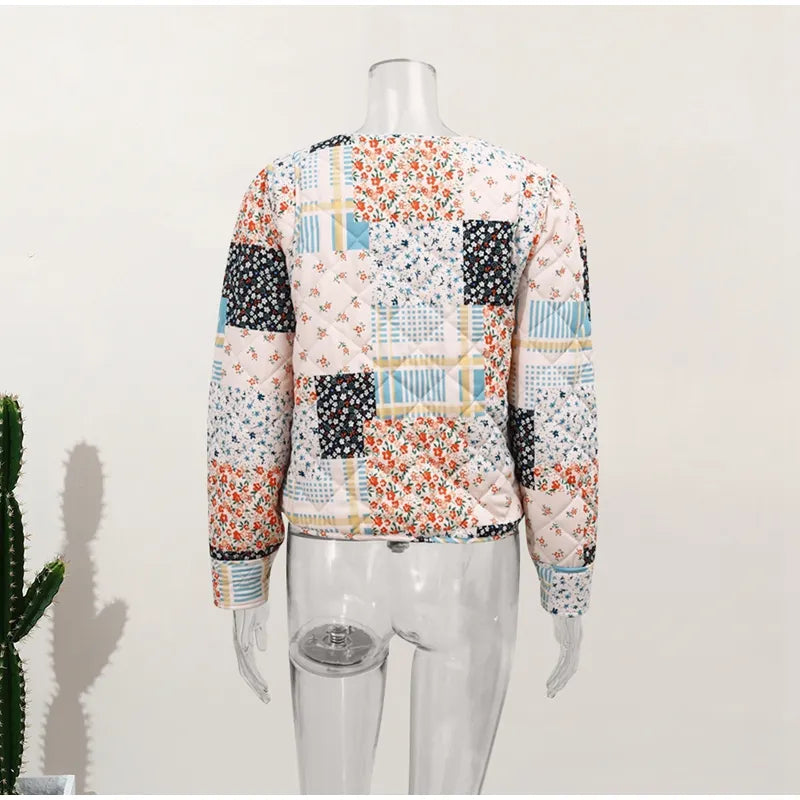 Shay: Floral Print Quilted Reversible Cotton Coat