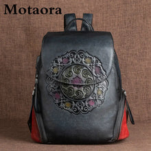 Motaora - Embossed Genuine Leather Backpack