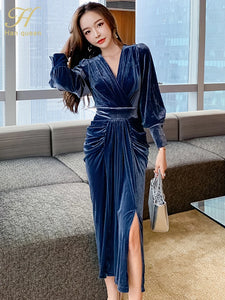 Pasha: Elegant V-Neck Velvet Bodycon Party Dress