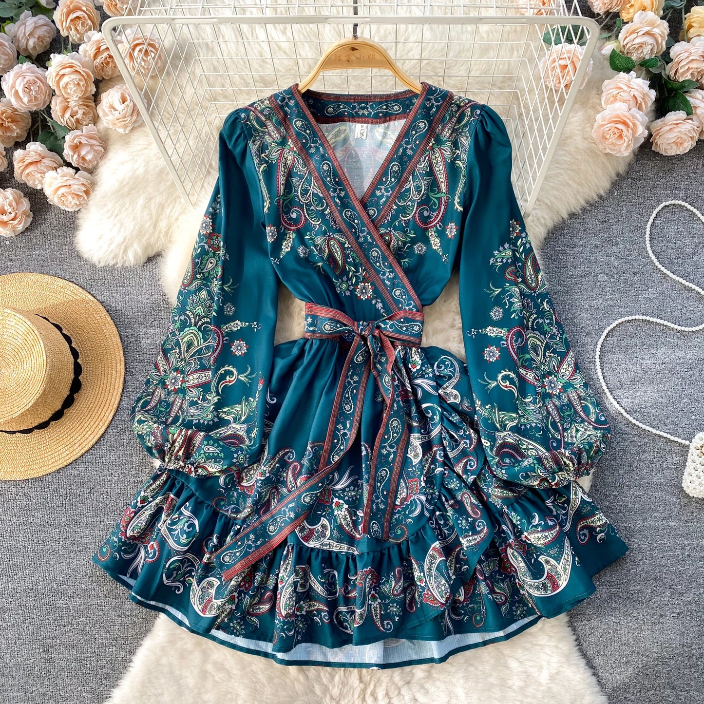 Marilee - Paisley Print Long-Sleeve Dress