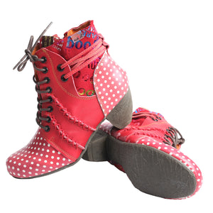 Penelope - Patchwork Pink Leather Boots