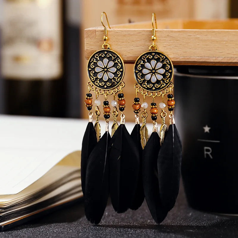 Flower and Feather Bohemian Dangle Earrings (34 styles)