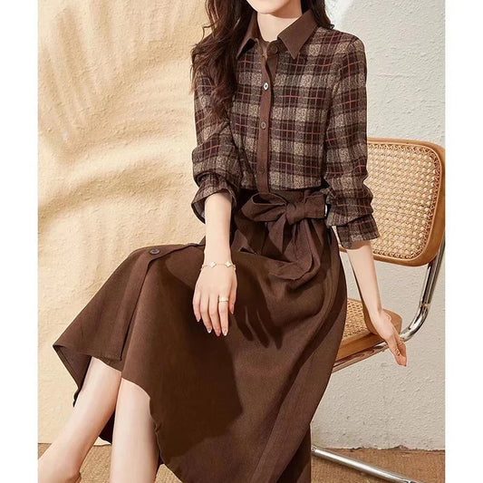 Lidell - Vintage Style Plaid A-line Dress