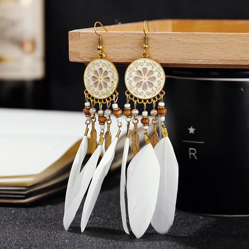 Flower and Feather Bohemian Dangle Earrings (34 styles)