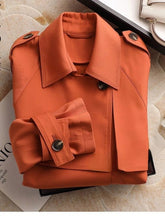 Allison - Vibrant Orange Mid-length Belted Trench Coat