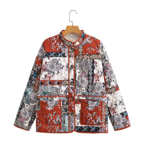 Helga: Boho Chic Floral Padded Jacket