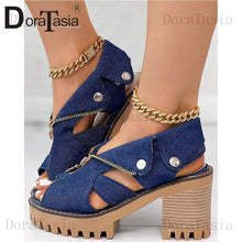 Martha - Denim Gladiator Sandals
