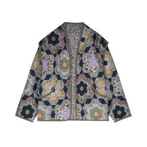 Vintage Flower Print Patchwork Cotton Jacket - Removable Sleeves & Reversible