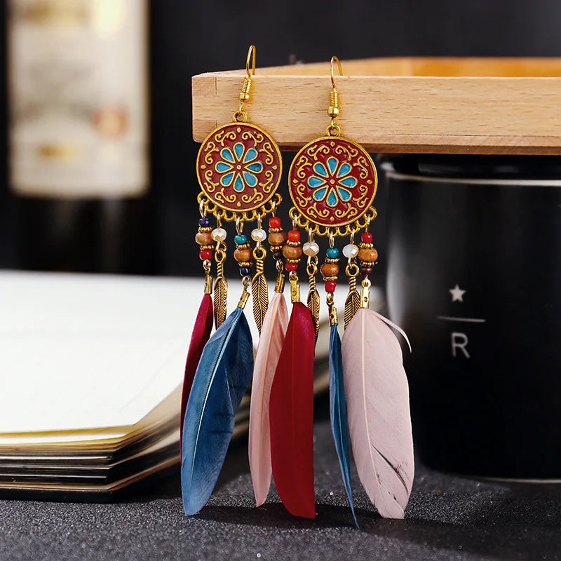 Flower and Feather Bohemian Dangle Earrings (34 styles)