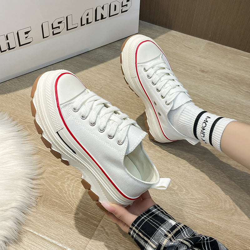 Round Toe Platform Canvas Sneakers