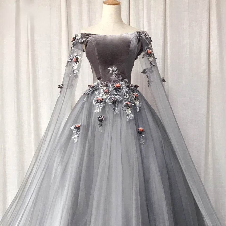 Dark Grey 18th Century Inspired Rococo Gown