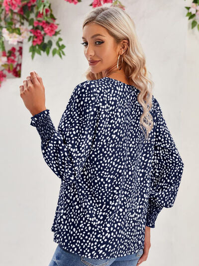 Printed V-Neck Lantern Sleeve Blouse – A Lark And A Lady