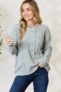 BiBi Cable Knit Round Neck Sweater