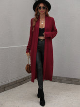 Double Take Waffle Knit Open Front Duster Cardigan With Pockets