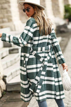 Plaid Double-Breasted Lapel Collar Belted Coat