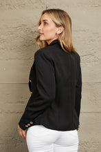 Double Take Double-Breasted Padded Shoulder Blazer