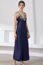 Full Size Lace Trim V-Neck Spaghetti Strap Satin Night Dress