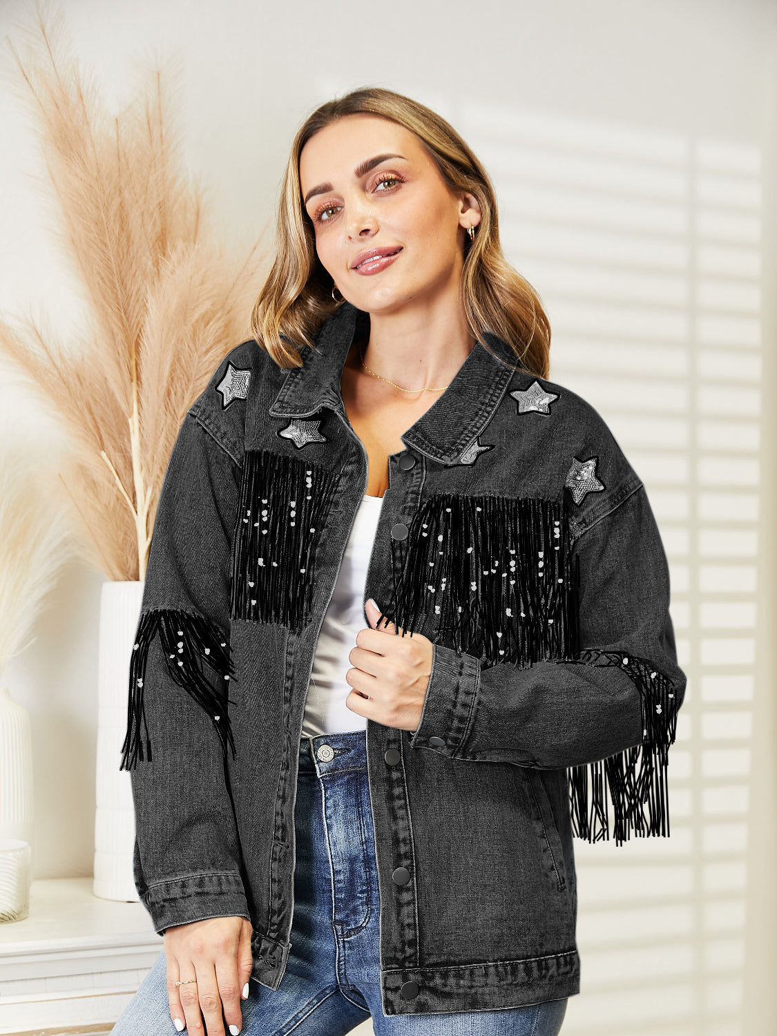 Fringe sleeve jacket best sale