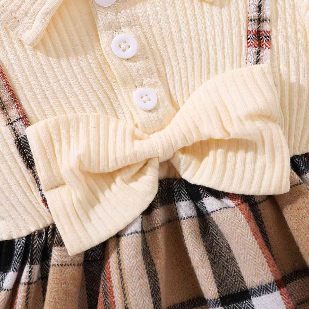 Baby Girl Plaid Collared Bow Detail Dress