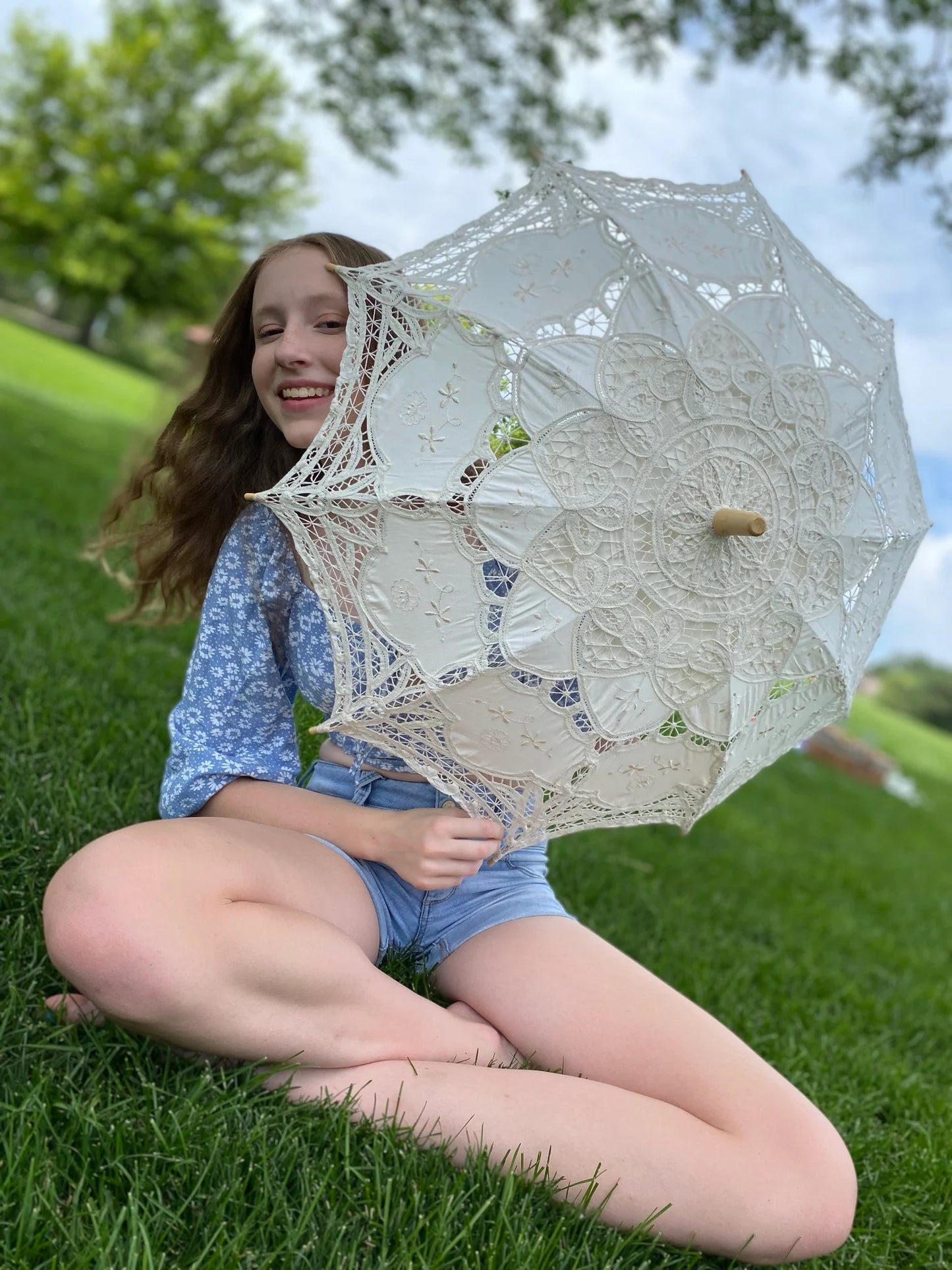 The Emily: Handmade Umbrella for Brides / Bridesmaid or Period Photoshoots (Black, White and Beige)