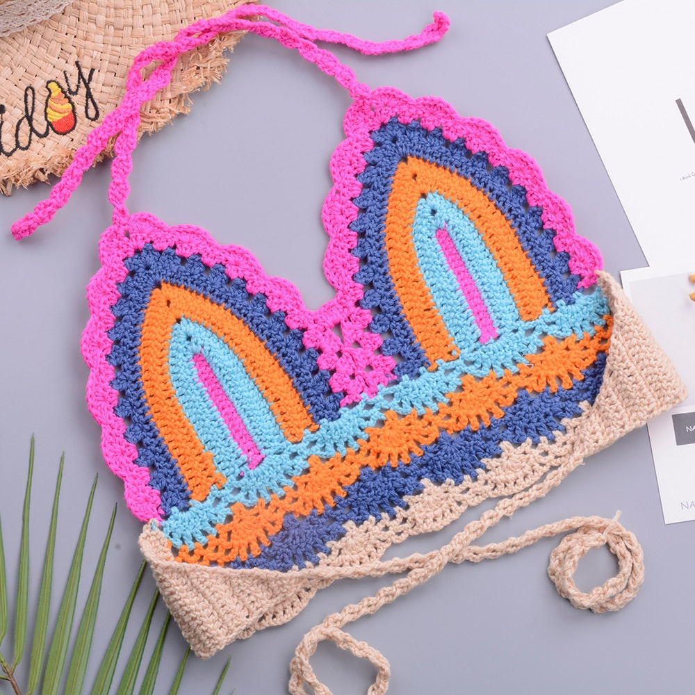 Rainbow Crocheted Bikini Set