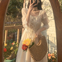 Laila: Lace Short Sleeve Square Collar Cottage Core Dress