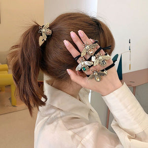 Elegant Crystal Rhinestone Bee Elastic Hair Bands