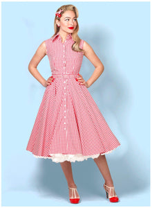 Vintage 50s Country Girl Gingham Swing Dress