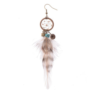 Handmade Bohemian Dream Catcher Feather Earrings