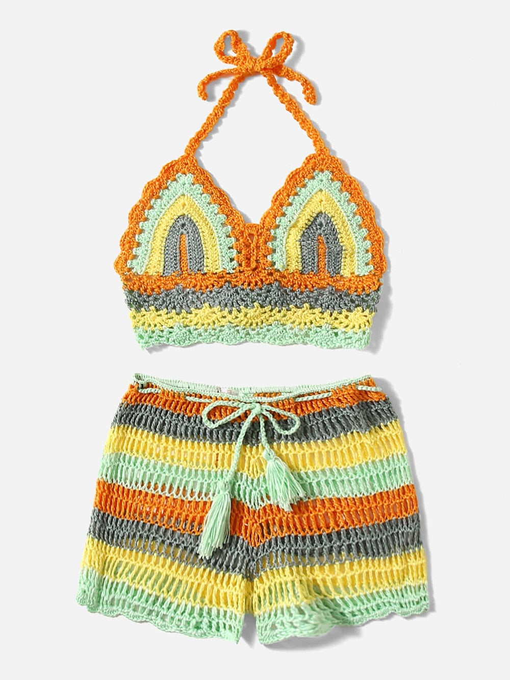 Rainbow Crocheted Bikini Set