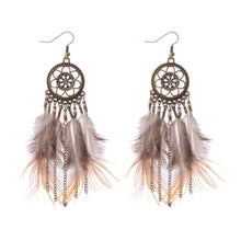 Handmade Bohemian Dream Catcher Feather Earrings