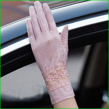 Ladies Lace Sunscreen Gloves - 7 colors/styles - Stretch Fit, Touch Screen Anti-Uv & Slip Resistant Driving Gloves (24cm)