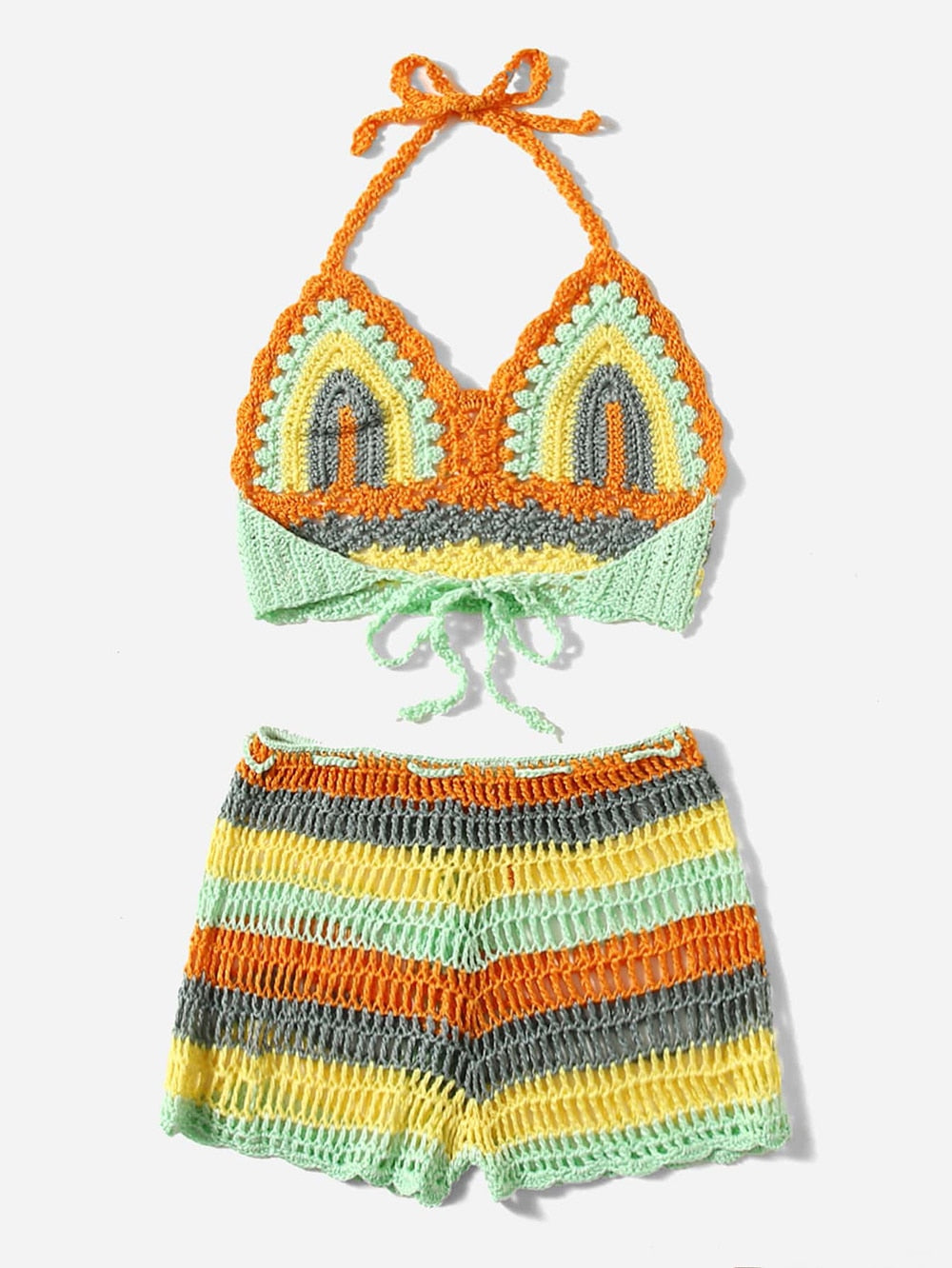 Rainbow Crocheted Bikini Set