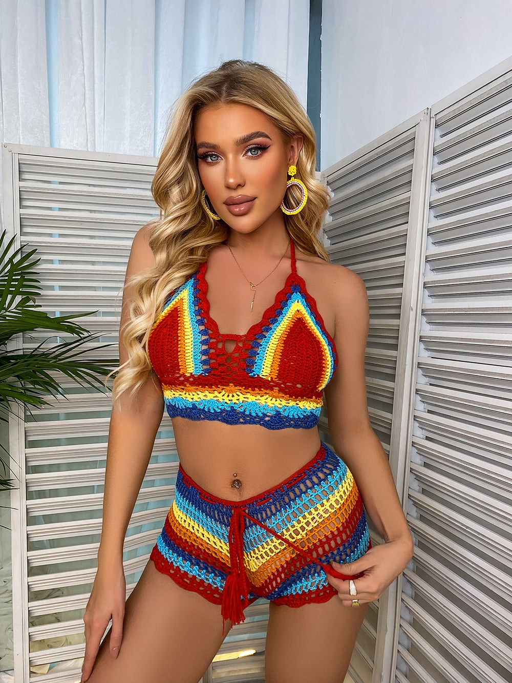 Rainbow Crocheted Bikini Set