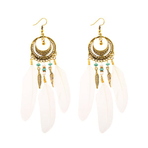 Handmade Bohemian Dream Catcher Feather Earrings