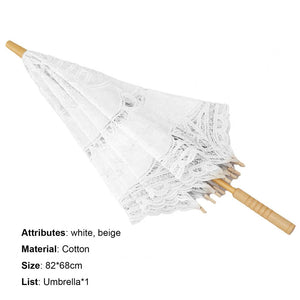 The Emily: Handmade Umbrella for Brides / Bridesmaid or Period Photoshoots (Black, White and Beige)