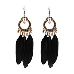 Handmade Bohemian Dream Catcher Feather Earrings