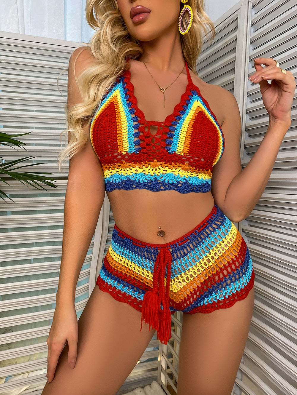 Rainbow Crocheted Bikini Set