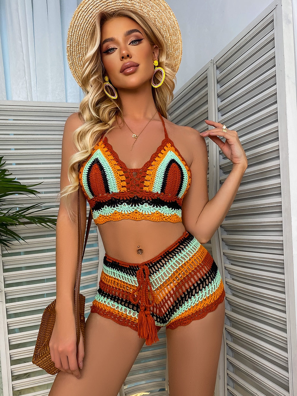 Rainbow Crocheted Bikini Set