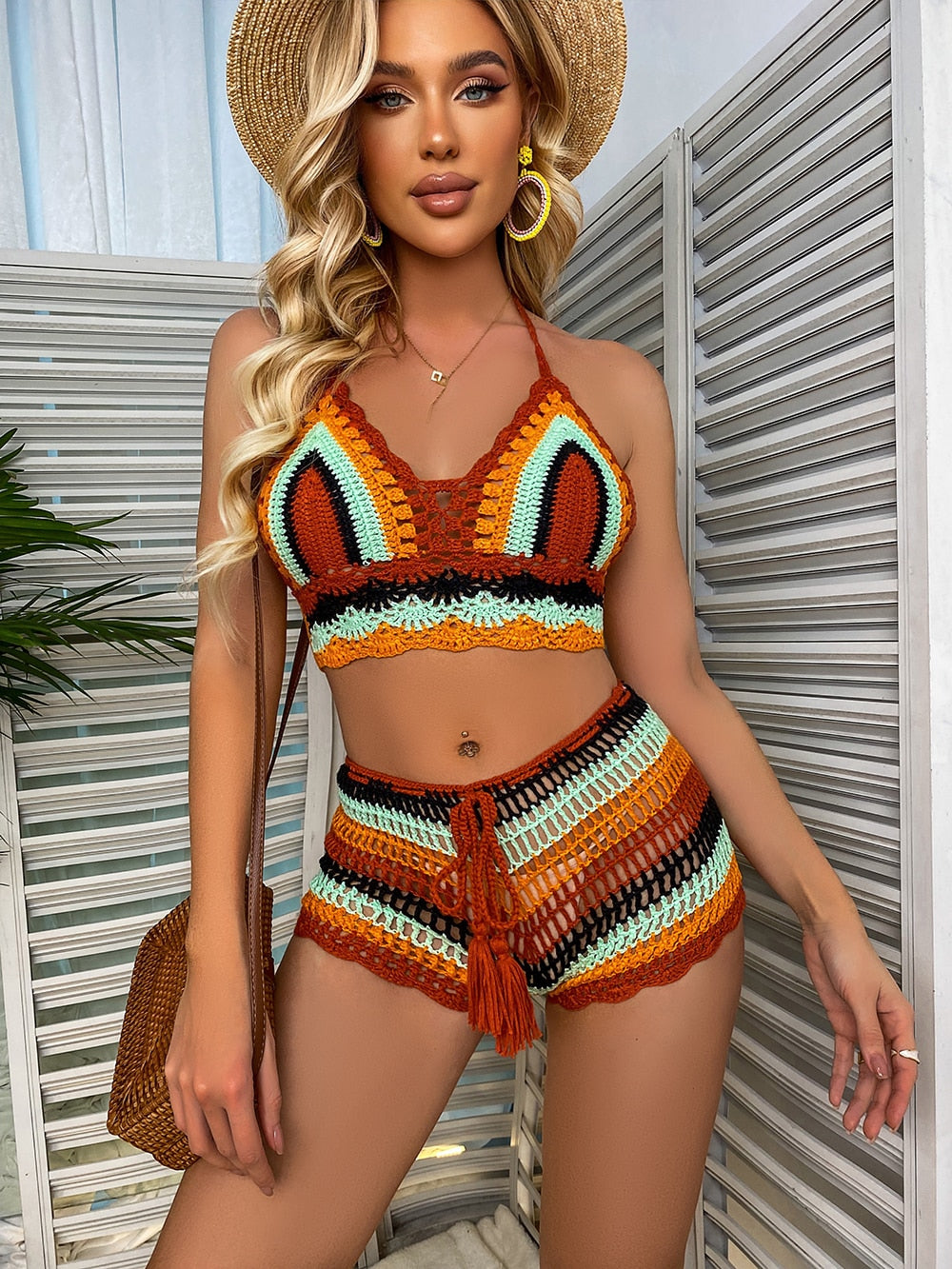 Rainbow Crocheted Bikini Set