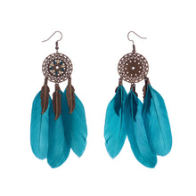 Handmade Bohemian Dream Catcher Feather Earrings