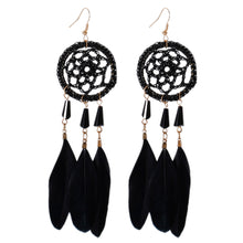 Handmade Bohemian Dream Catcher Feather Earrings