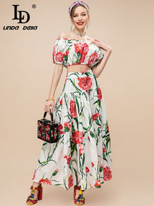 LINDA DELLA Summer Vacation Floral Skirt Set