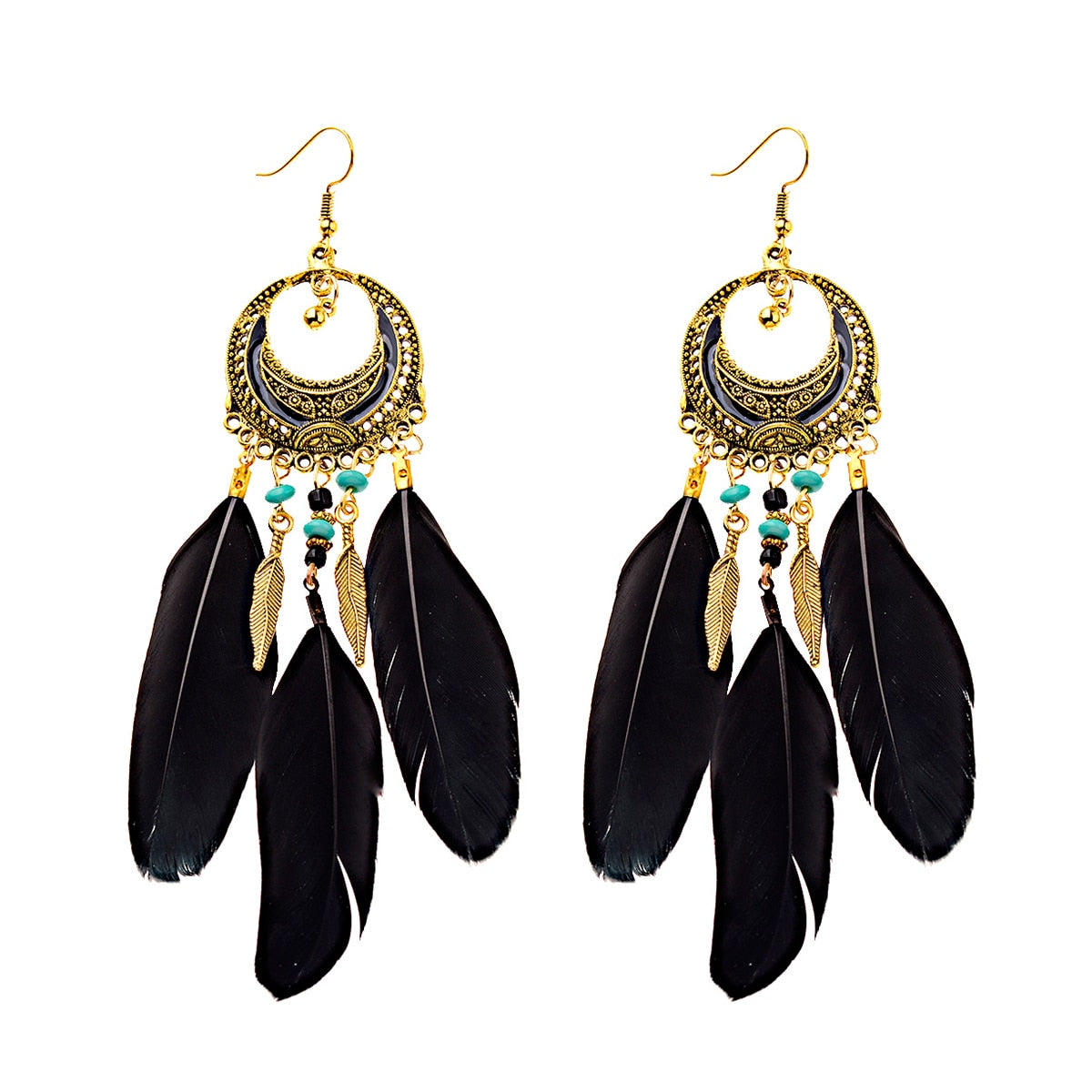 Handmade Bohemian Dream Catcher Feather Earrings