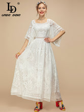 LD LINDA DELLA Delicate Lace Wide-sleeve Dress