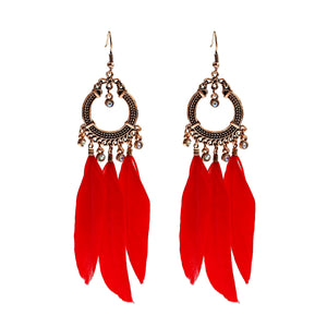 Handmade Bohemian Dream Catcher Feather Earrings