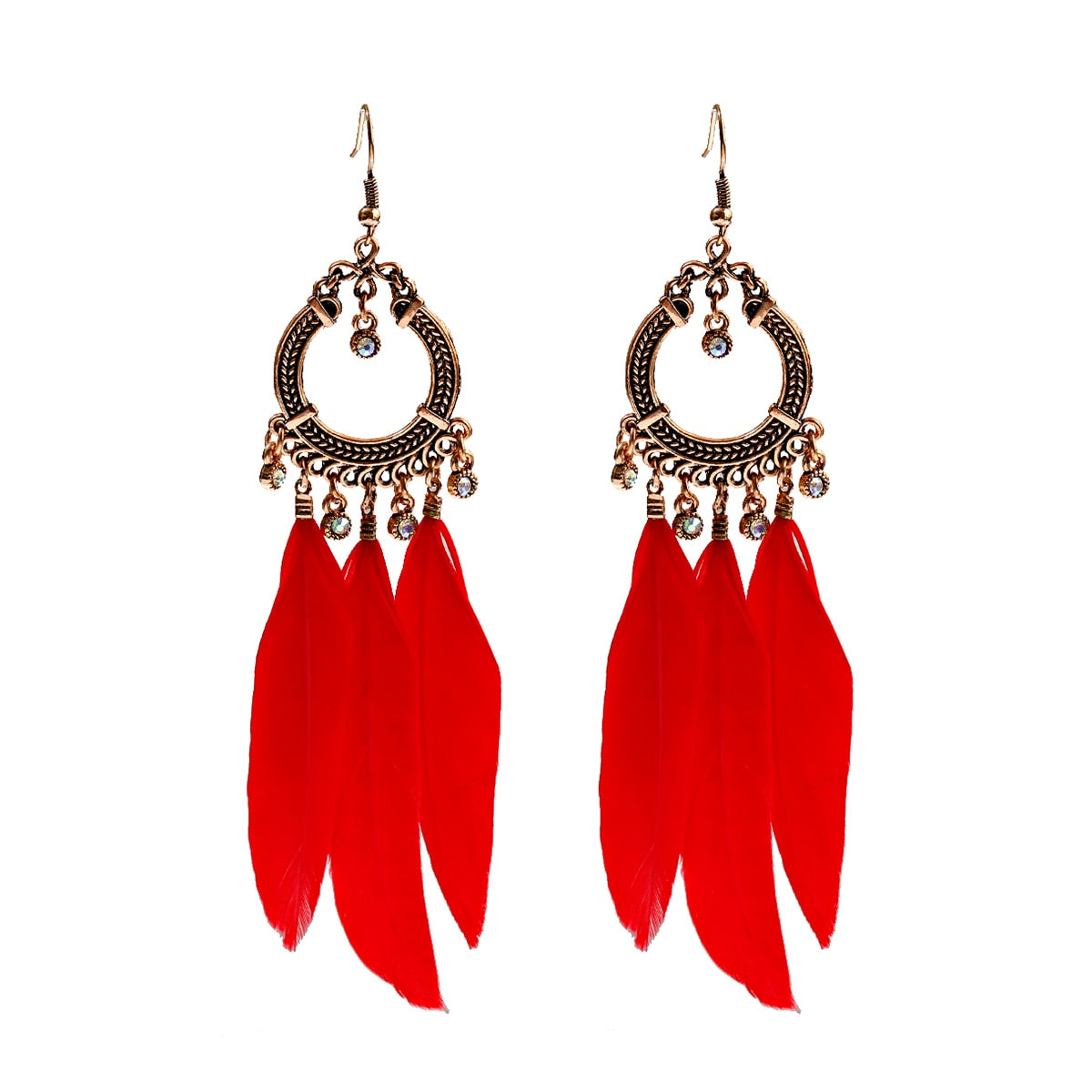 Handmade Bohemian Dream Catcher Feather Earrings