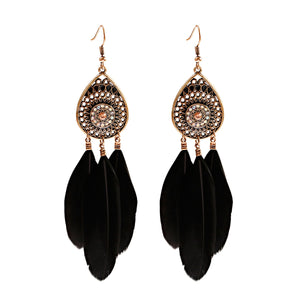 Handmade Bohemian Dream Catcher Feather Earrings