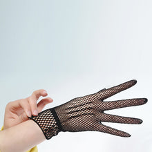 Elegant Fishnet Gloves with Lace & Bowknot Wrist Embellishments (White or Black)