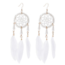 Handmade Bohemian Dream Catcher Feather Earrings